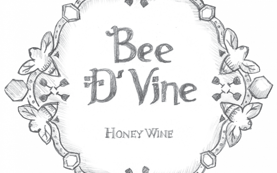 Draft Hand Sketch Label Bee d'Vine mead honey wine