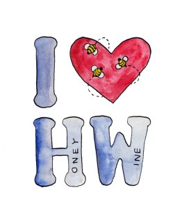 I heart (love) honey wine illustration 