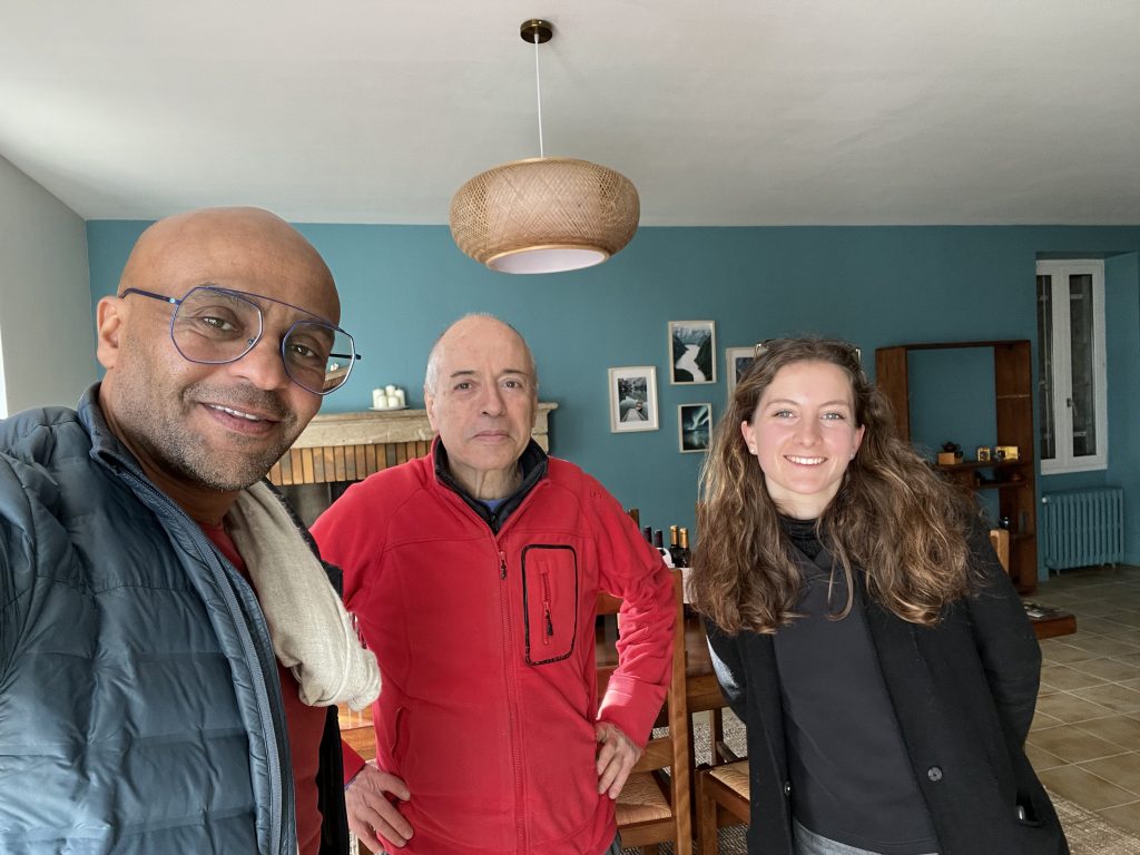 At Vignobles Chaigne et Fils (organic/bio)with Proprietor/Winegrower Régis Chaigne & Business Development Dir. Laetitia Arpagian (Bordeaux 2023)